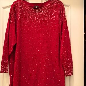 Red studded sweater. Worn once. Great top for holidays. Size 1X.